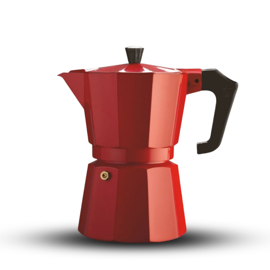 The red Pezzetti Moka pot
