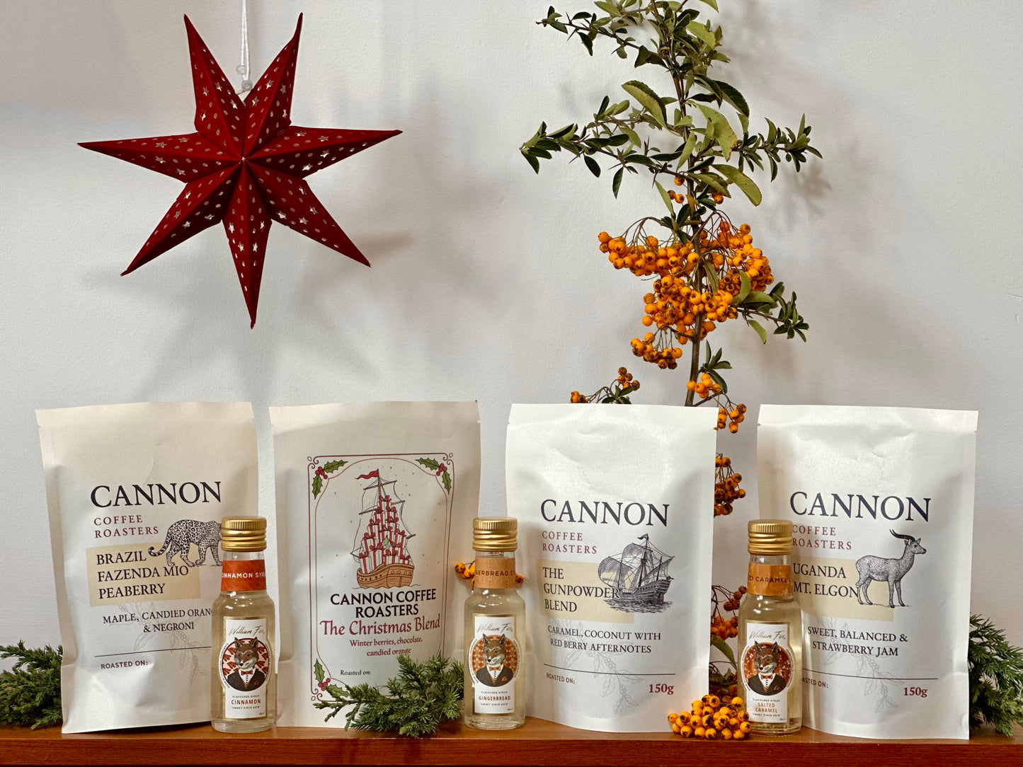 Christmas Coffee with 3 Syrups Gift Pack - 150g version