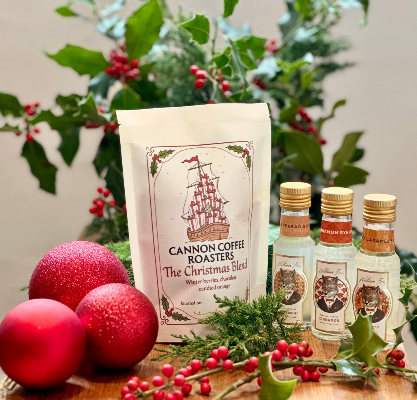 Christmas Coffee AND 3 syrups Gift Pack - 250g version