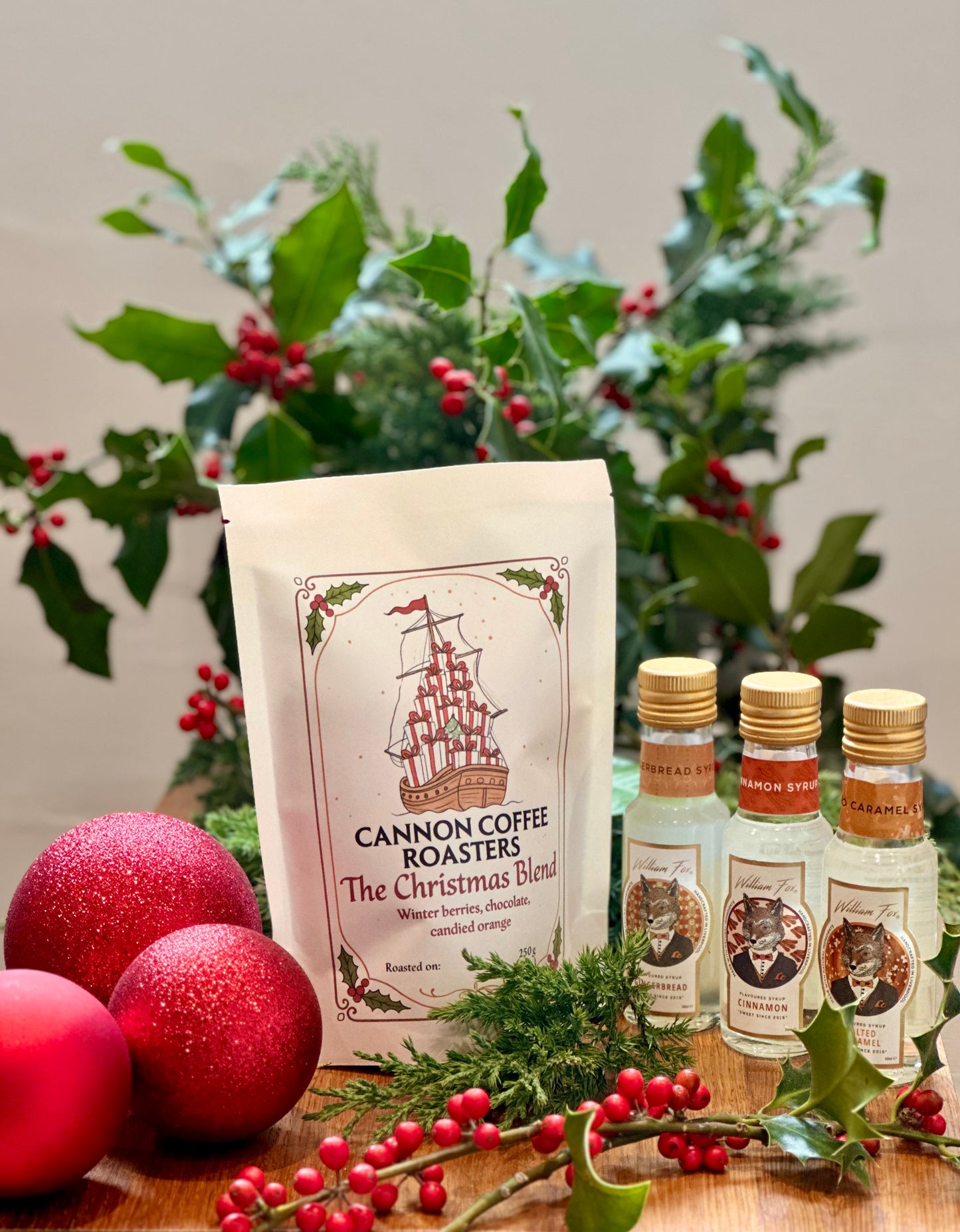 Christmas Coffee AND 3 syrups Gift Pack - 250g version