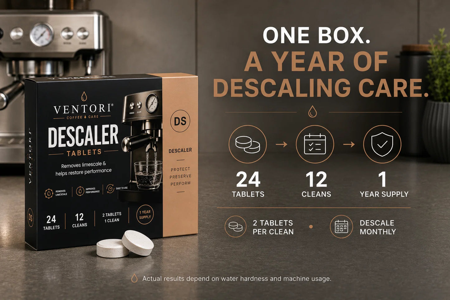 Ventori Coffee Machine Descaler Tablets – 24 Tablets